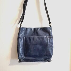 Vintage Hobo International Blue Leather Crossbody Bag Purse Large Adjustable